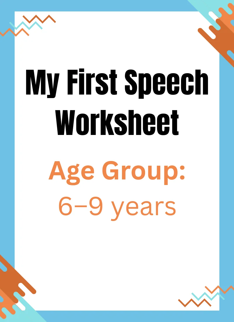 My First Speech Worksheet